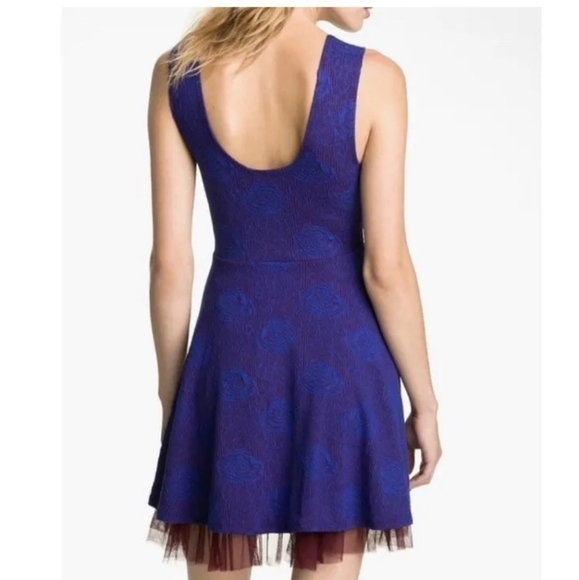 Free People Beaded Tulle Floral Jacquard Fit to Flare Skater Dress Size S - Picture 2 of 11